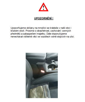 Upozornění na množící se krádeže